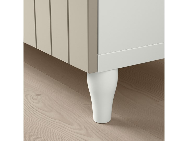 IKEA BESTÅ Kombinacja regałowa z drzw/szuf, Biały Sutterviken/Kabbarp/szarobeżowy szkło bezbarwne, 120x42x213 cm