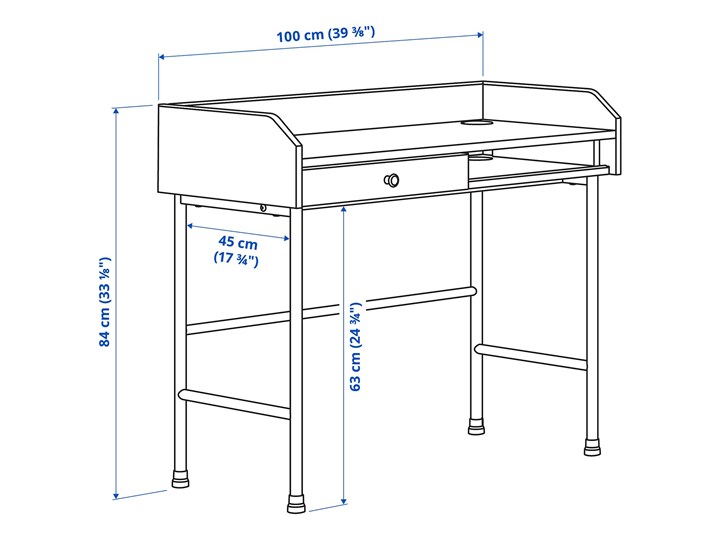 IKEA HAUGA/BLECKBERGET Kombinacja biurko/szafka, i krzesło obrotowe biały/beżowy Kategoria Zestawy mebli do sypialni
