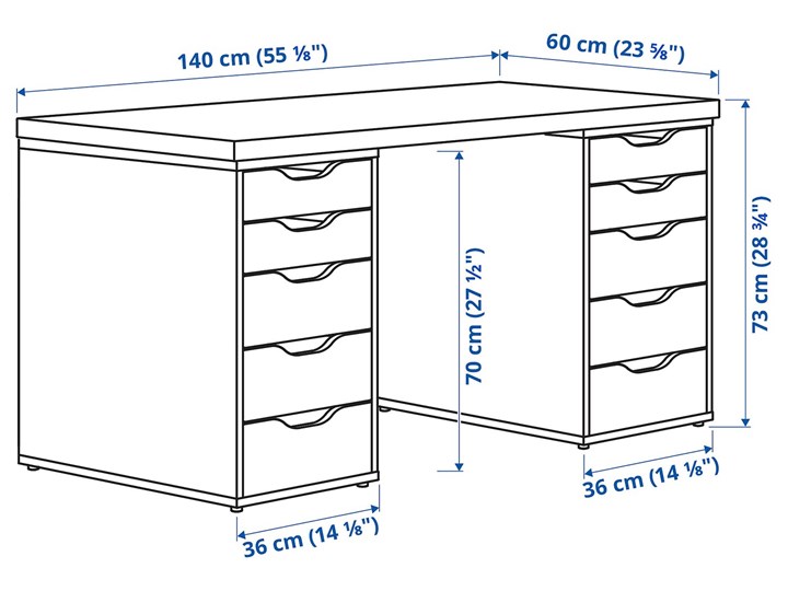 IKEA LAGKAPTEN / ALEX Biurko, Dąb bejcowany na biało/szaroturkusowy, 140x60 cm Biurko tradycyjne Płyta MDF Szerokość 140 cm Pomieszczenie Biuro
