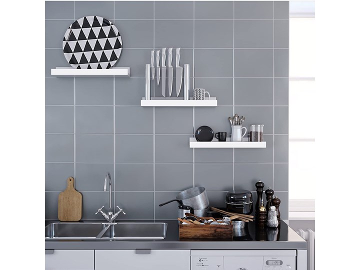 SELSEY Zestaw trzech półek wiszących Reolo 38 cm białe Płyta MDF Płyta meblowa Płyta laminowana Styl Skandynawski