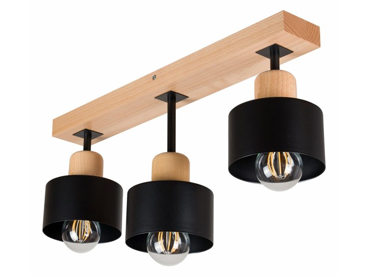 Lampa sufitowa DSC50x7BU buk czarna 3xE27 Metal Drewno Kolor Czarny
