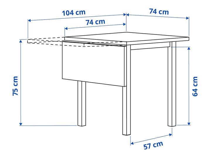 IKEA NORDVIKEN / KÄTTIL Stół i 2 krzesła, biały/Knisa jasnoszary, 74/104 cm Kategoria Stoły z krzesłami