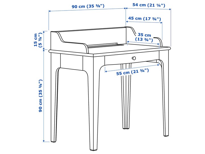 IKEA LOMMARP/BJÖRKBERGET Kombinacja biurko/szafka, i krzesło obrotowe niebiesko-zielony Kategoria Zestawy mebli do sypialni Kolor