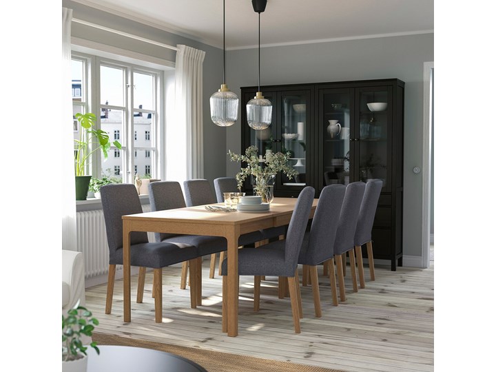 IKEA EKEDALEN / BERGMUND Stół i 6 krzeseł, imit. dębu/Gunnared średnioszary, 180/240 cm Kategoria Stoły z krzesłami