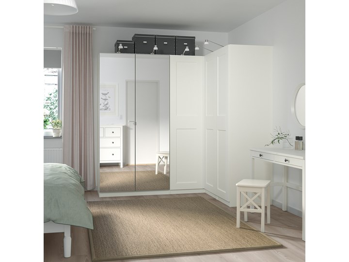 IKEA PAX / GRIMO/VIKEDAL Szafa narożna, biały/lustro, 210/160x201 cm