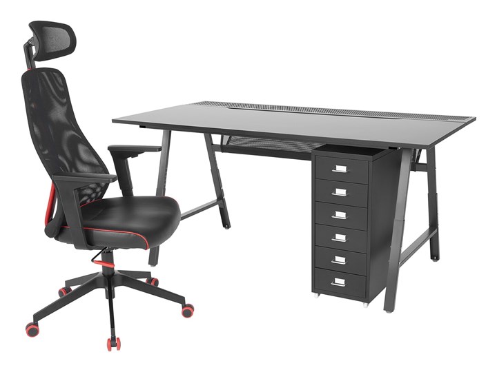 IKEA UTESPELARE / MATCHSPEL Biurko, krzesło i komoda gamingowe, Czarny, Maksymalna wysokość siedziska: 59 cm Kategoria Zestawy mebli do sypialni