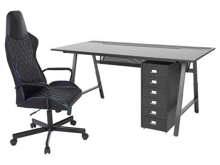 IKEA UTESPELARE / HELMER Biurko, krzesło i komoda, Czarny, Maksymalna wysokość: 78 cm