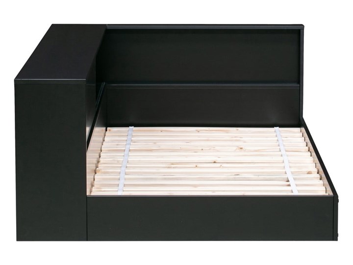 Czarne łóżko jednoosobowe z drewna sosnowego WOOOD Connect, 90x200 Kolor Czarny Drewno Rozmiar materaca 90x200 cm