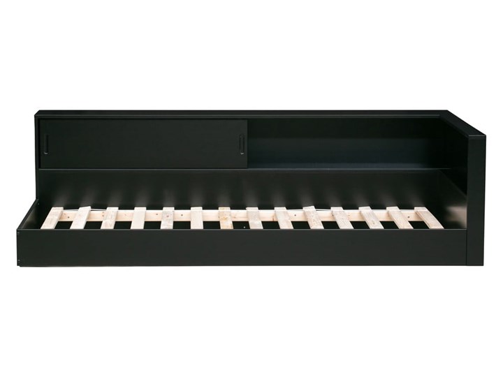 Czarne łóżko jednoosobowe z drewna sosnowego WOOOD Connect, 90x200 Drewno Kolor Czarny Rozmiar materaca 90x200 cm