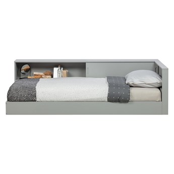 Szare łóżko jednoosobowe z drewna sosnowego WOOOD Connect, 90x200 cm