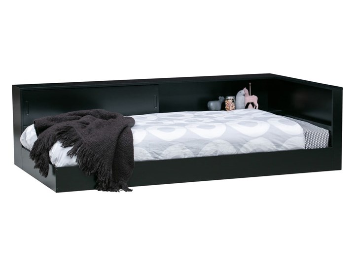 Czarne łóżko jednoosobowe z drewna sosnowego WOOOD Connect, 90x200 Drewno Kolor Czarny
