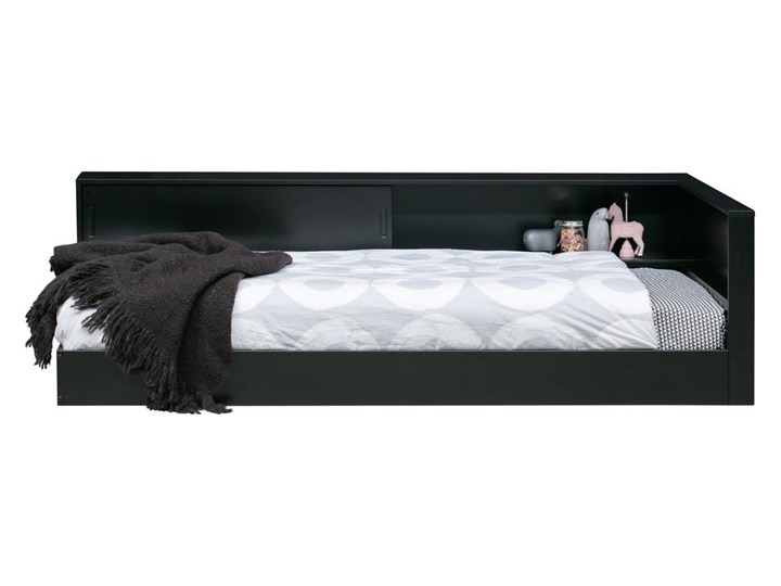 Czarne łóżko jednoosobowe z drewna sosnowego WOOOD Connect, 90x200 Drewno Kolor Czarny