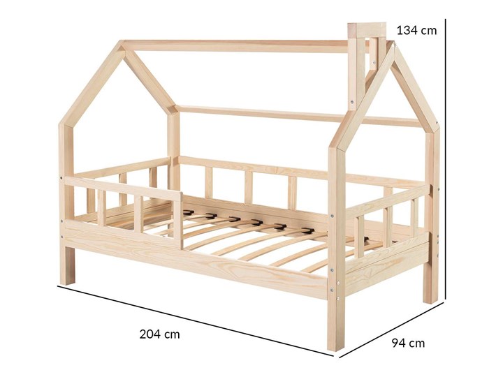 Łóżeczko domek 90 x 200 cm, 94 x 204 cm Drewno Domki Kategoria Łóżka dla dzieci
