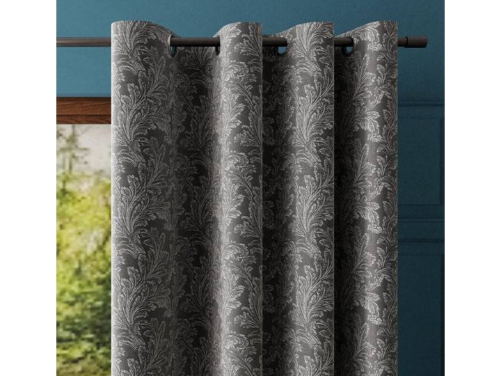 Zasłona DITTA na przelotkach kolor szary 140x260 cm Nie Zasłona zaciemniająca Żakard Mocowanie Kółka