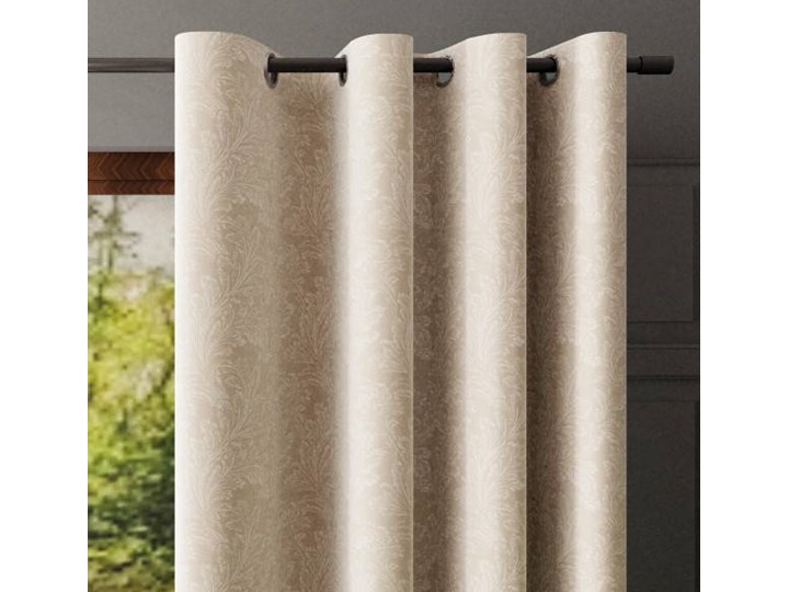 Zasłona DITTA na przelotkach kolor beż 140x260 cm Nie Zasłona zaciemniająca Żakard Kategoria Zasłony Mocowanie Kółka