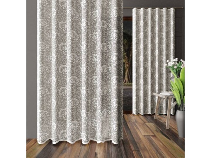 Zasłona - firanka na taśmie FALA kolor kremowy 140x250 cm Żakard Kolor Beżowy