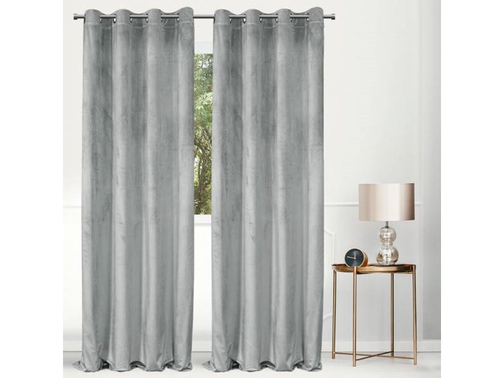 Zasłona VELVET welurowa na przelotkach, jak aksamit, kolor jasny szary 140x260 cm Z564/dl Nie Poliester Zasłona zaciemniająca Bawełna Typ Zasłony gotowe