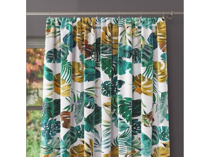 Zasłona MONSTERA z taśmą marszczącą, odcienie jesieni na białym tle, 150x250 cm, Z595/jo Tak Zasłona zaciemniająca Poliester Kategoria Zasłony