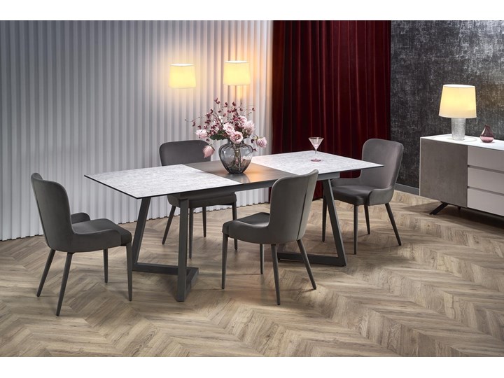 Rozkładany stół do nowoczesnej jadalni Tiziano Beton Metal Wysokość 60 cm Stal Szerokość 160 cm Długość 210 cm Płyta MDF Długość 160 cm Długość 90 cm Szkło Pomieszczenie Stoły do kuchni