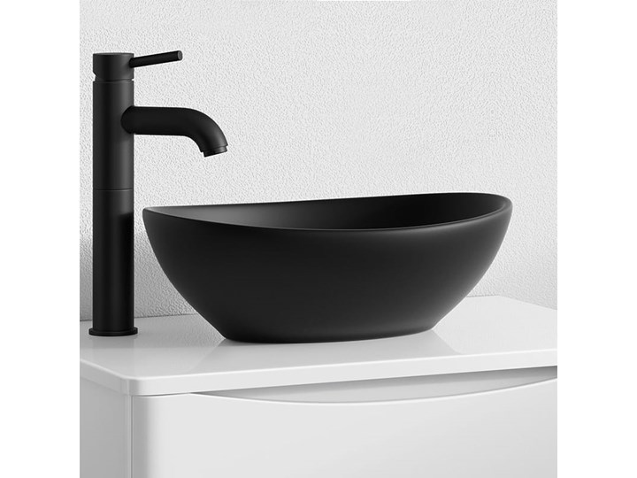 VELDMAN UMYWALKA CZARNA VERA BLACK Nablatowe Szerokość 41 cm Ceramika Owalne Meblowe Kolor Czarny
