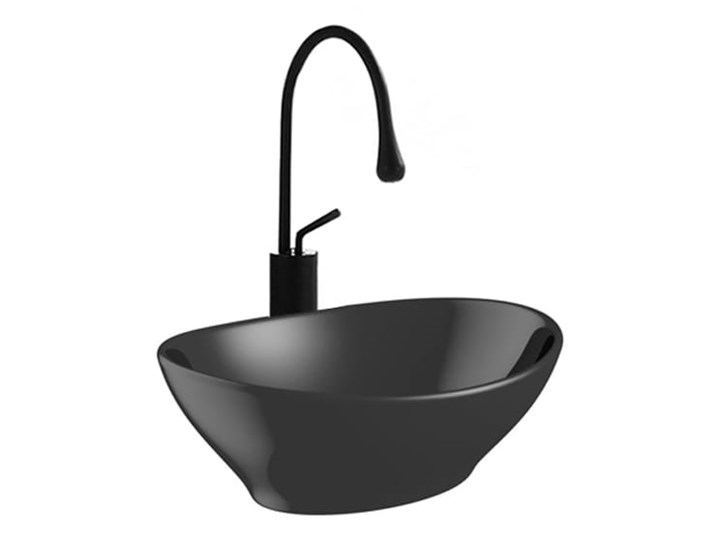 VELDMAN UMYWALKA CZARNA VERA BLACK Meblowe Szerokość 41 cm Owalne Nablatowe Ceramika Kolor Czarny