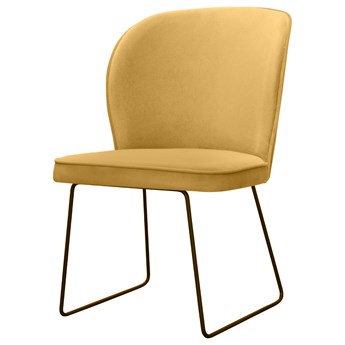 SELSEY Krzesło tapicerowane Terdell na metalowych płozach miodowe