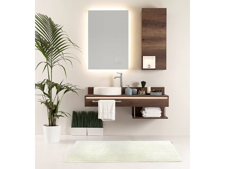 Biały dywanik łazienkowy AmeliaHome Bati, 60x90 cm Prostokątny Poliester Kategoria Dywaniki łazienkowe