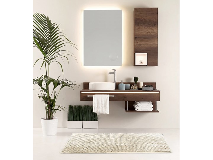 Beżowy dywanik łazienkowy AmeliaHome Bati, 50x70 cm Poliester Prostokątny Kategoria Dywaniki łazienkowe Kolor Biały