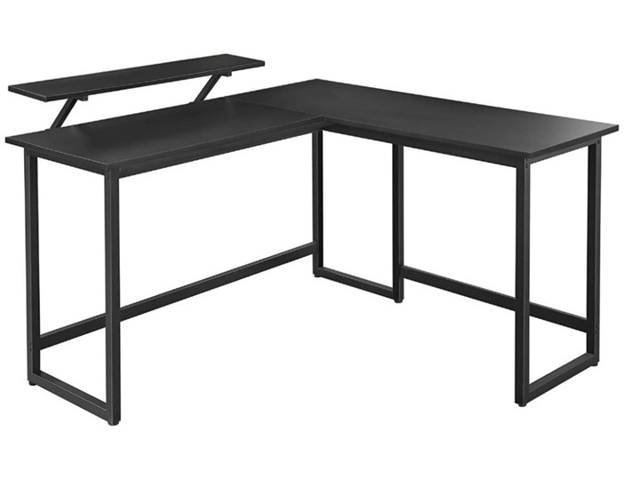 SELSEY Biurko narożne Ramizu 140x130 cm z nadstawką czarne Biurko z nadstawką Płyta MDF Kolor Czarny Szerokość 140 cm Stal Styl Industrialny