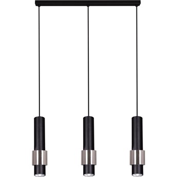 Czarno-chromowana potrójna lampa wisząca tuba - S074-Glisa