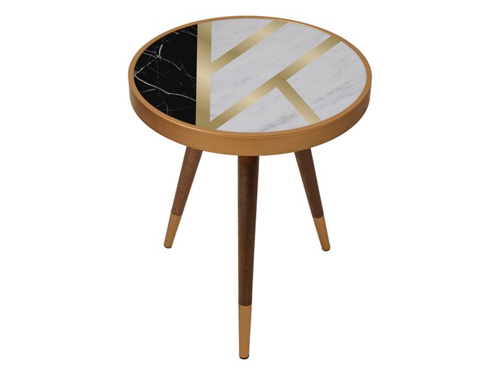 SELSEY Stolik kawowy Lennto w stylu glamour okrągły średnica 45 cm Marmur Drewno Płyta MDF Rozmiar blatu 45x45 cm