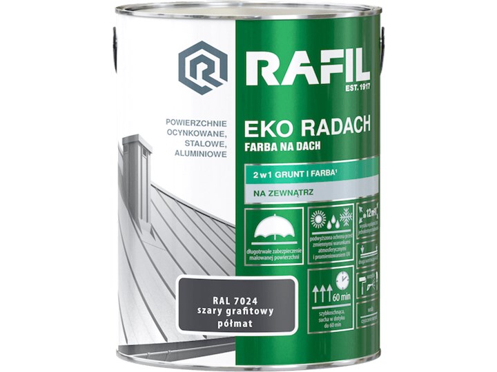 EKO-RADACH FARBA NA DACH - RAFIL 0.75l SZARY GRAFITOWY PÓŁMAT Pojemność 0,75 L