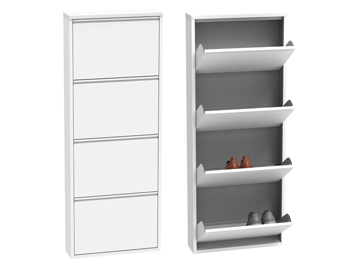 Szafka na obuwie Home - Kolor: Biały Matowy 54x136x15 Na buty Metal Styl Nowoczesny Stal Pomieszczenie Przedpokój