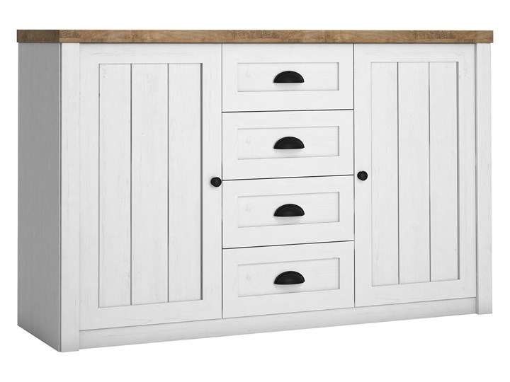 Komoda Prowansja - Kolor: Sosna Andersen 130x88x43 Drewno Głębokość 43 cm Z szafkami i szufladami Kategoria Komody