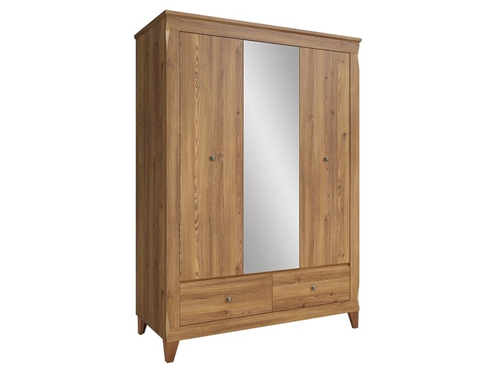 Szafa Bergen - Kolor: Modrzew Sibiu Złoty 144x202x63 Wysokość 202 cm Płyta laminowana Szerokość 144 cm Metal Płyta MDF Kategoria Szafy do garderoby Głębokość 63 cm Typ Gotowa