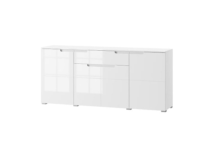 Komoda Selene - Kolor: Biały/Biały Połysk 180x80x40 Drewno Szerokość 180 cm Płyta MDF Głębokość 40 cm Styl Nowoczesny