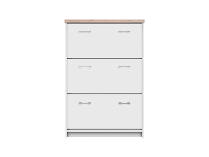 Szafka na buty Top Mix - Kolor: Biały/Dąb Sonoma 80x121x27 Płyta laminowana Drewno Pomieszczenie Salon Tworzywo sztuczne Płyta MDF Płyta meblowa Pomieszczenie Przedpokój