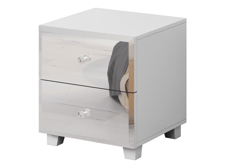 Szafka nocna Bellagio - Kolor: Biały/Lustro 45x51x45 Metal Płyta MDF Płyta meblowa Płyta laminowana Kategoria Szafki i regały
