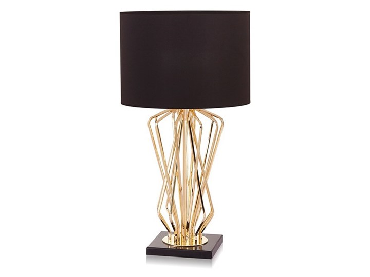 Lampa Stołowa czarno złota REVA 64 wys. Lampa z kloszem Kolor Złoty Wysokość 64 cm Metal Styl Glamour