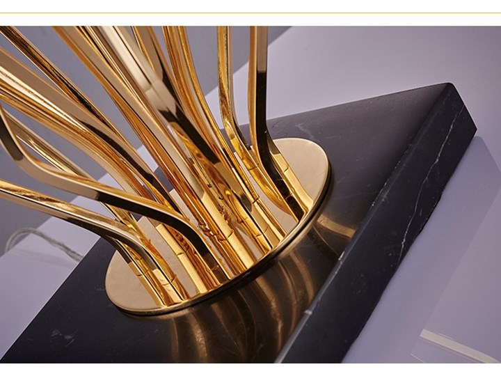Lampa Stołowa czarno złota REVA 64 wys. Lampa z kloszem Kolor Złoty Metal Wysokość 64 cm Styl Glamour