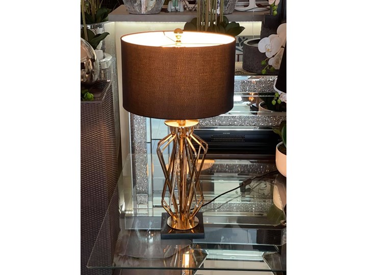 Lampa Stołowa czarno złota REVA 64 wys. Metal Lampa z kloszem Wysokość 64 cm Kolor Czarny