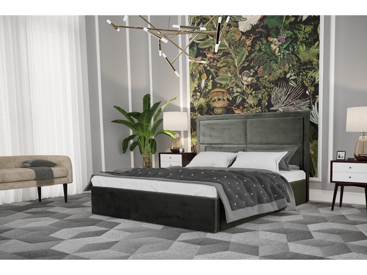 Łóżko tapicerowane VIOLETTA 140x200 Tkanina Kategoria Łóżka do sypialni Drewno Kolor Szary