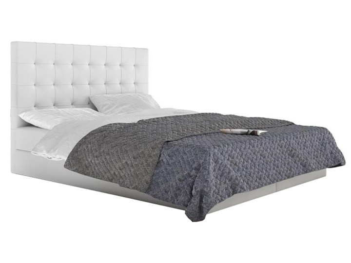 Łóżko kontynentalne z pojemnikiem MANDRAGOLA 140x200 Tkanina Kategoria Łóżka do sypialni Łóżko tapicerowane Drewno Kolor Biały