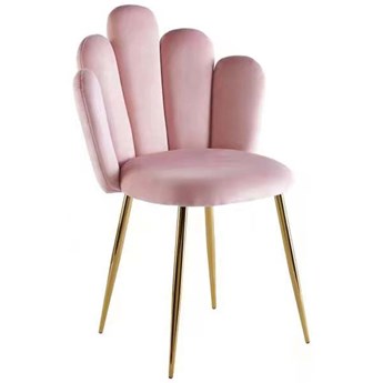Krzesło muszelka różowe DC-1800 Złote nogi, Welur
