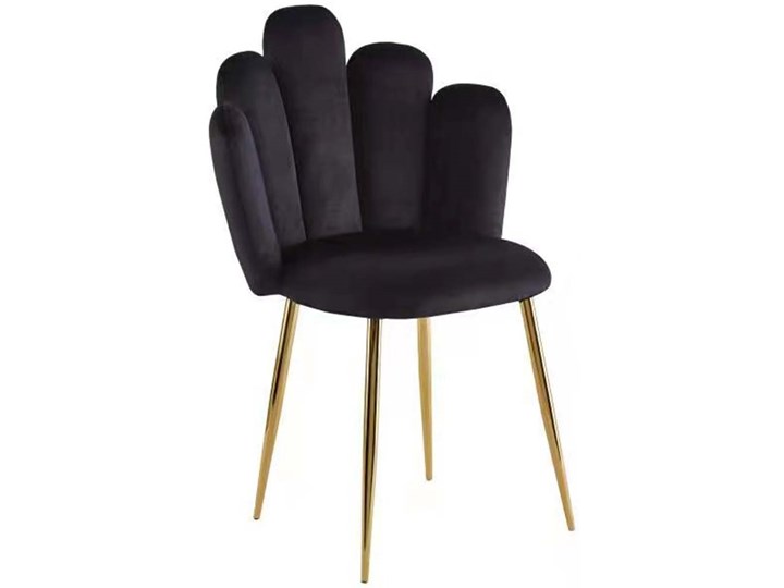 Krzesło muszelka czarne DC-1800 Złote nogi, Welur Tapicerowane Metal Tkanina Tworzywo sztuczne Krzesło inspirowane Pomieszczenie Jadalnia