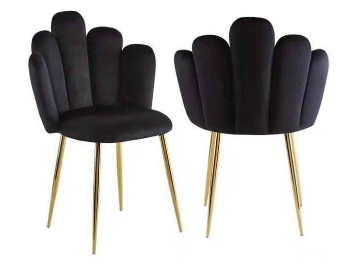 Krzesło muszelka czarne DC-1800 Złote nogi, Welur Tworzywo sztuczne Metal Tkanina Tapicerowane Krzesło inspirowane Styl Glamour