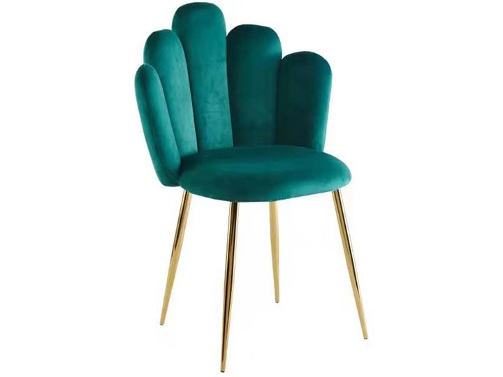 Krzesło muszelka zielone DC-1800 Złote nogi, Welur Tapicerowane Tkanina Metal Tworzywo sztuczne Styl Glamour Pomieszczenie Jadalnia
