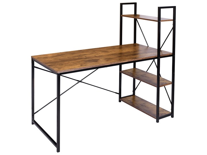 Biurko loftowe z półkami z nadstawką Trosa Biurko regulowane Biurko komputerowe Głębokość 60 cm Szerokość 120 cm Stal Metal Głębokość 97 cm Biurko z nadstawką Szerokość 97 cm Styl Vintage