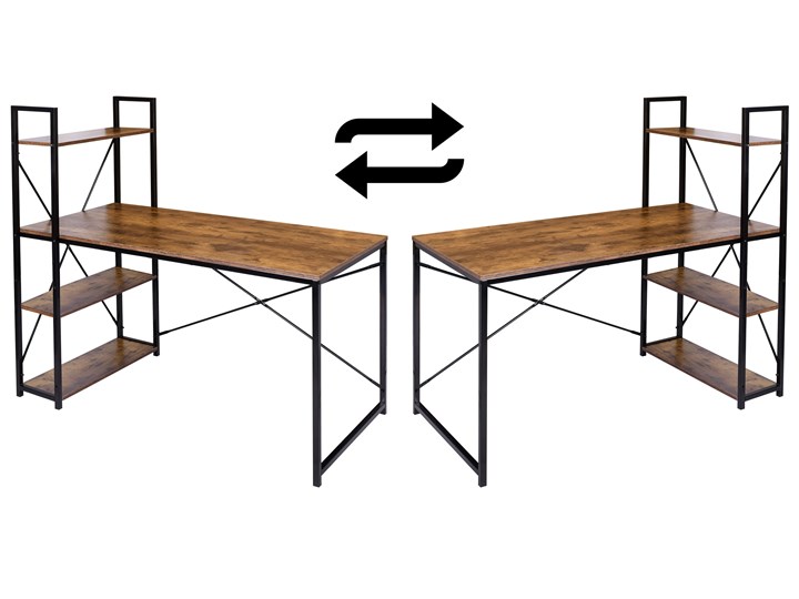 Biurko loftowe z półkami z nadstawką Trosa Szerokość 120 cm Stal Biurko komputerowe Szerokość 97 cm Głębokość 60 cm Biurko z nadstawką Głębokość 97 cm Biurko regulowane Metal Styl Nowoczesny