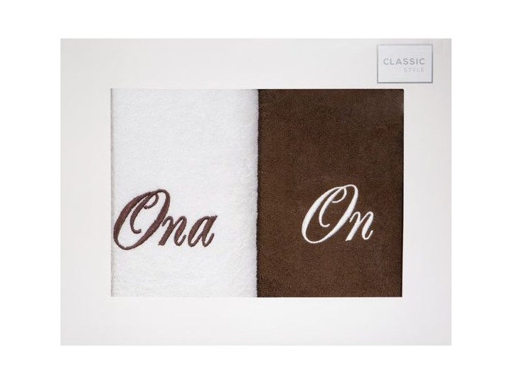 Komplet ręczników zestaw upominkowy - ONA i ON o gramaturze 400 gsm g/m2, 2 x 50x90 cm